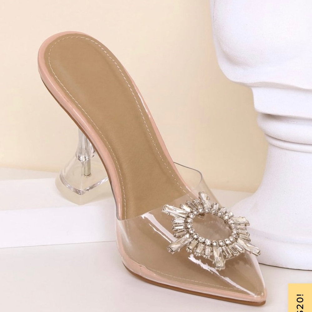 Lulus Nude Clear Pointed-Toe Heels